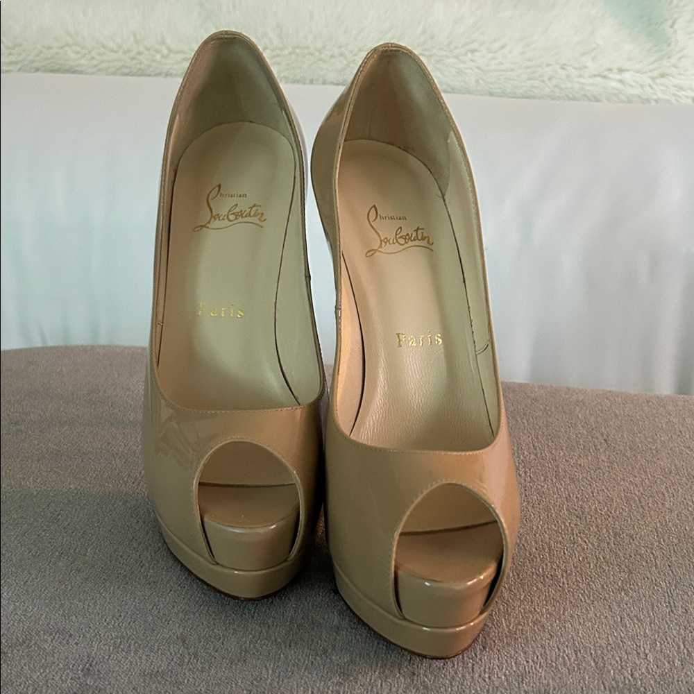 Christian Louboutin Beige Peep Toe Heels
